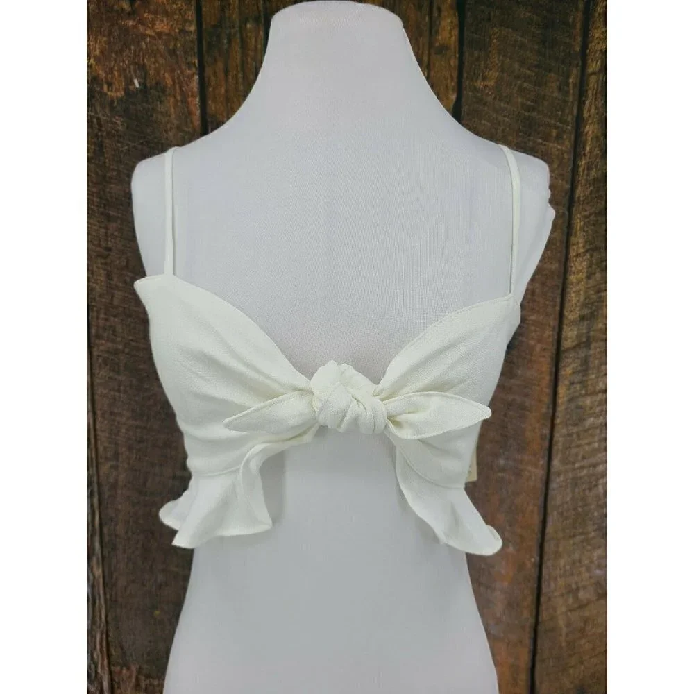 Flynn Skye White Tie-Front Crop Top